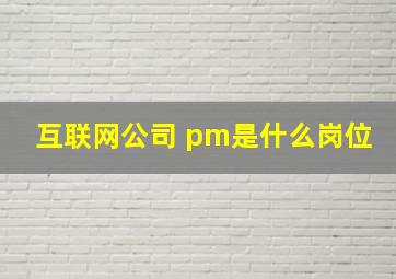 互联网公司 pm是什么岗位